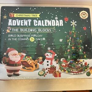 Christmas Tree Advent Calendar Building Blocks New Still in Plastic Wrap